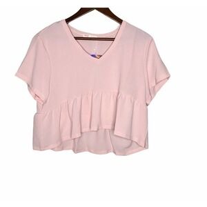 NWT Romwe pink tier short sleeve blouse top